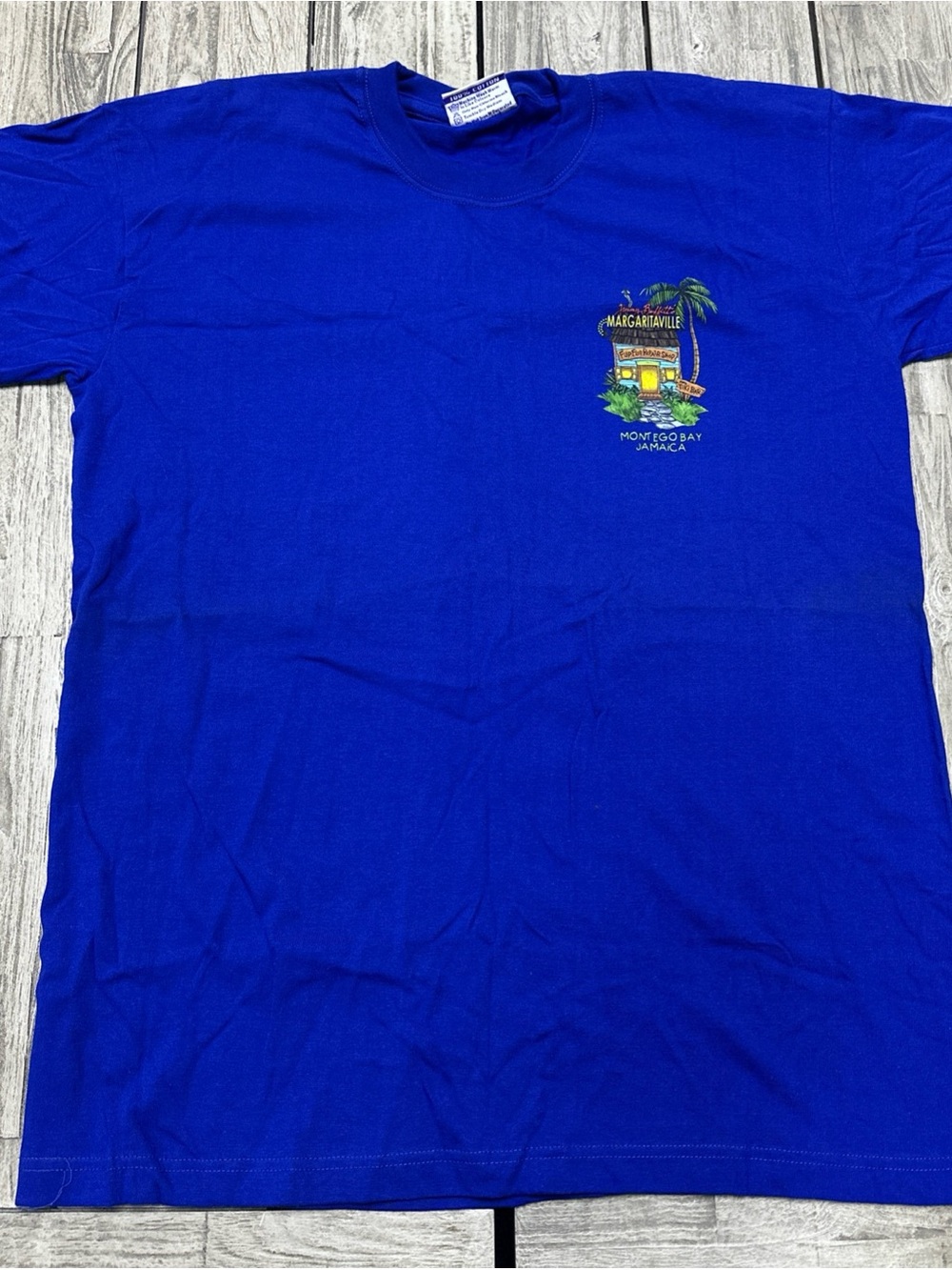 Vintage NWT Jimmy Buffett T-Shirt Margaritaville 2002 Blue L Jamaica Summer Vaca